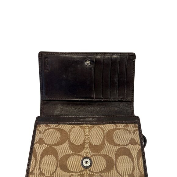 Coach Wallet Women's Brown Leather Signature C Logo Monogram Bifold Vintage - Picture 4 of 10